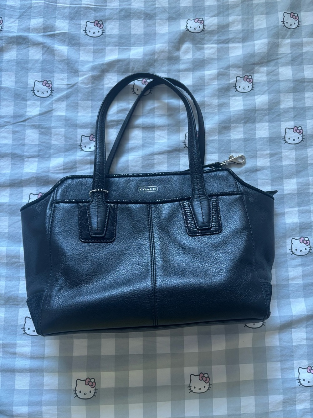 Coach Black Leather Tote Shoulder Bag